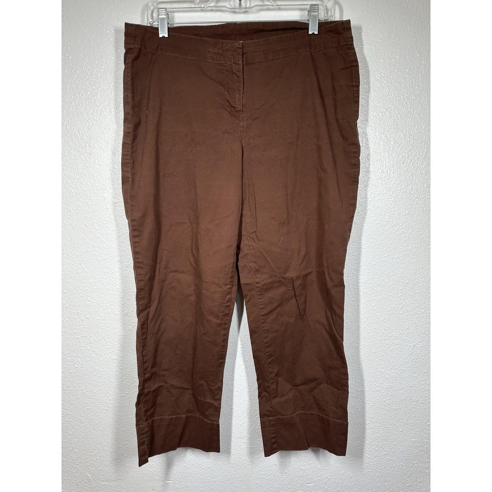 Cabi Pants Womens 10 Brown Cropped Stretch‎ Straight Leg Style 928 Casual Modern